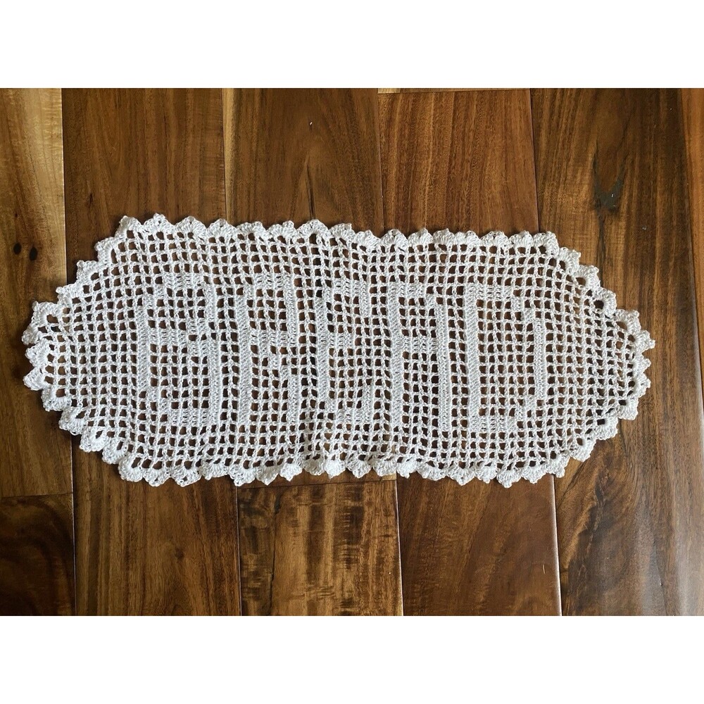 Bread Basket Doily Oval Handmade Crochet White